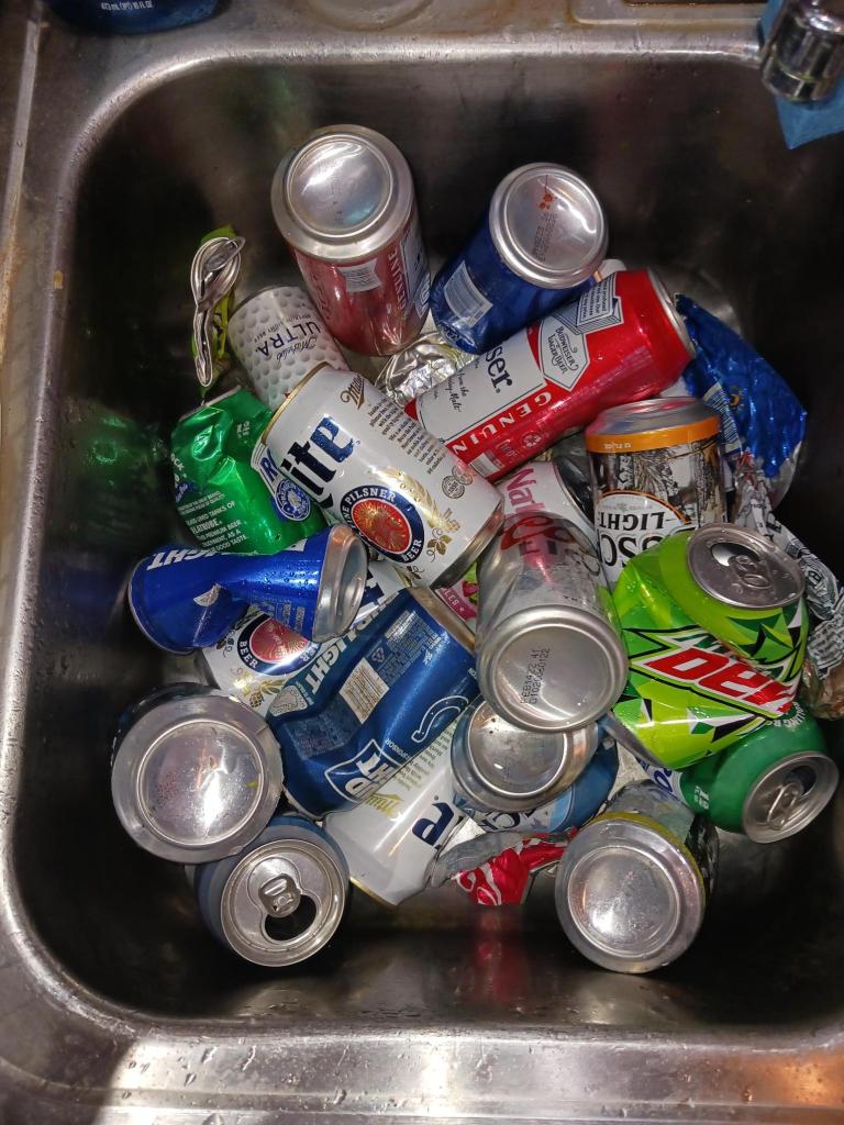 Sink of aluminum cans